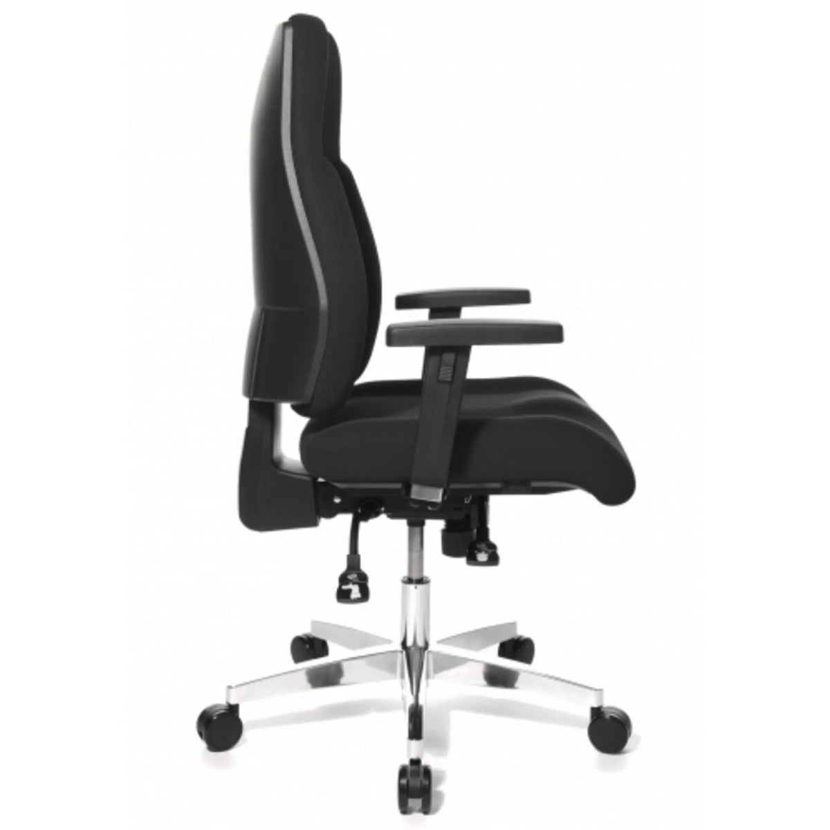 Sedia da ufficio professionale P91 AL.G3 in nero con braccioli regolabili e base lucida di Topstar