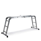 Scala richiudibile SOLID W3 in alluminio argento con dodici gradini di hjh OFFICE – vista a 360° (profilo laterale 72°)