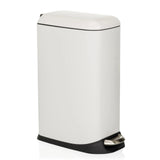Cestino CLEAN SLIM bianco con pedale e coperchio arrotondato di hjh OFFICE – vista a 360° (vista frontale a tre quarti 45°)