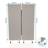 Disegno tecnico della Parete divisoria FLEXMIUT 1 con una larghezza di 120 cm e un'altezza di 177 cm di hjh OFFICE