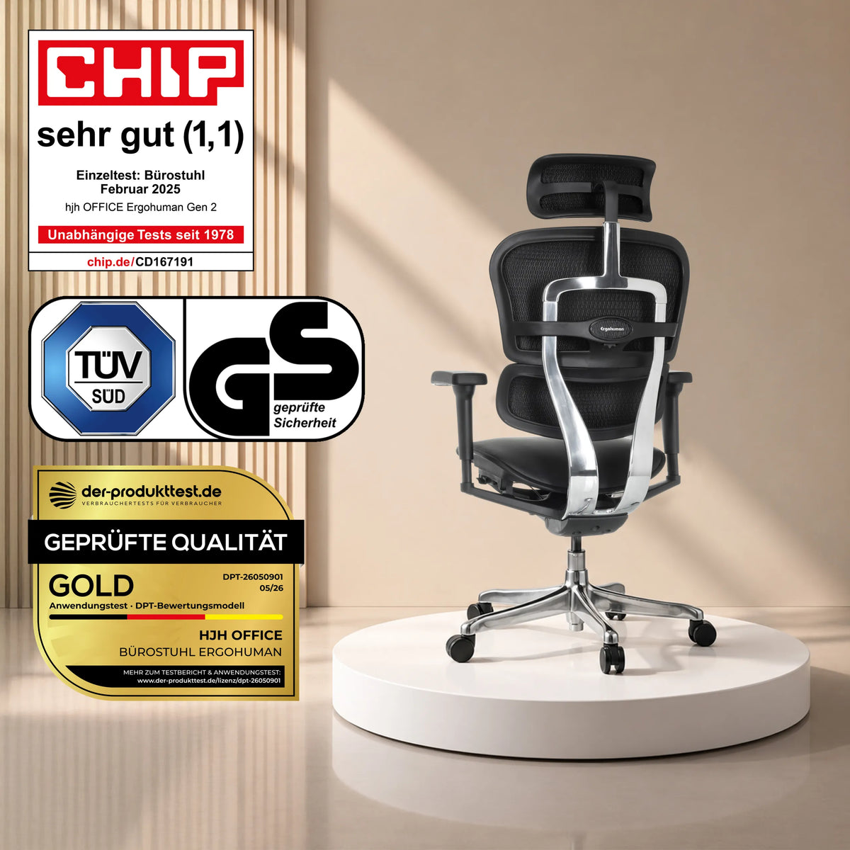 Poltrona di lusso ERGOHUMAN ULTRA L GEN2 in nero con schienale in rete e rotelle di hjh OFFICE