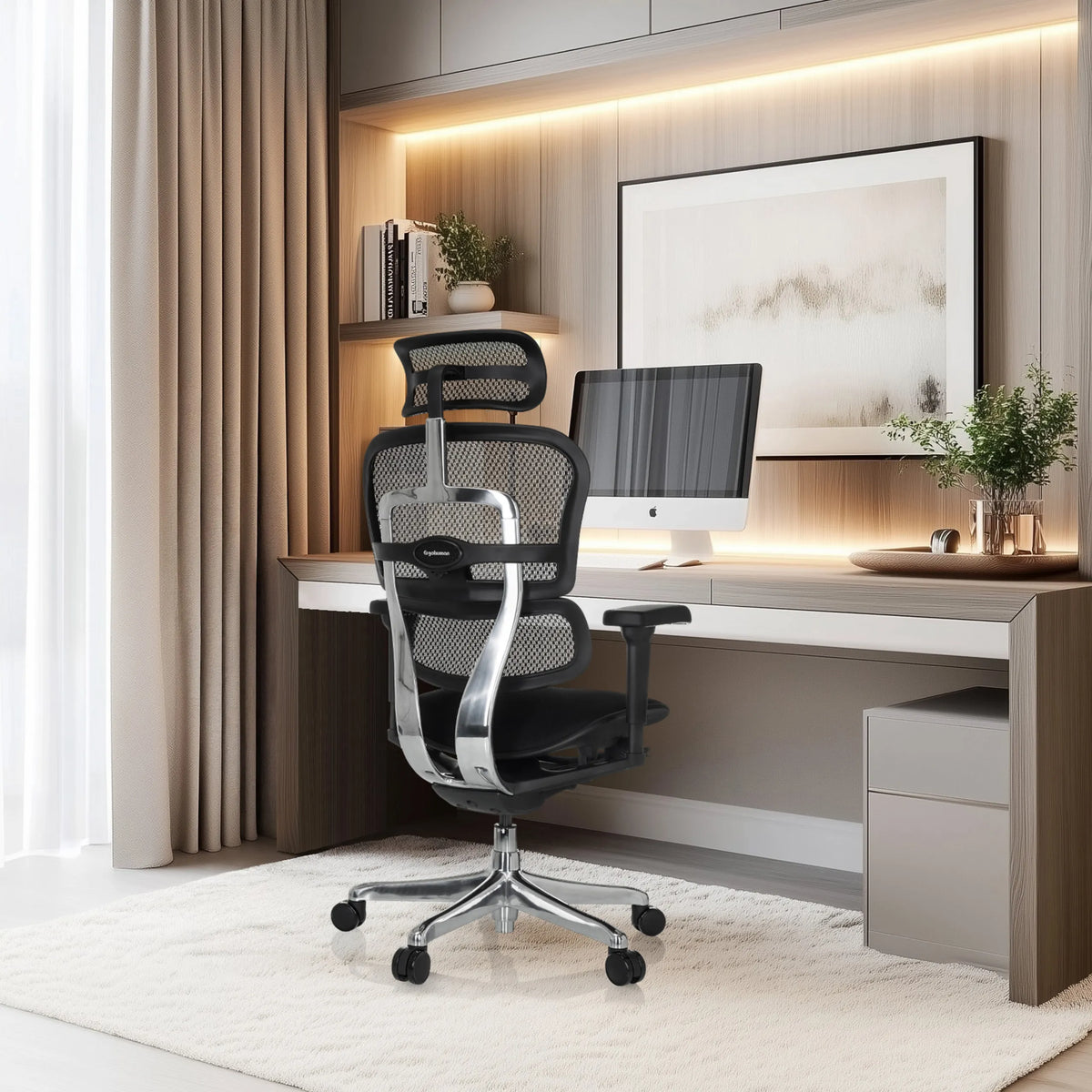 Luxus-Chefsessel ERGOHUMAN ULTRA F GEN2 mit Netzrückenlehne und Armlehnen in Schwarz von hjh OFFICE
