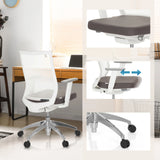Sedia da ufficio professionale ASPEN WHITE bianca con seduta grigia, braccioli regolabili e rotelle di hjh OFFICE
