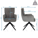 Disegno dimensionale della Sedia imbottita TARUGO con un'altezza di 94 cm e una larghezza di 58 cm di hjh LIVING