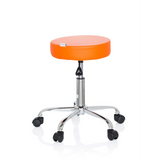 Sgabello girevole arancione OPERATOR II con pistone a gas e base a cinque ruote di hjh OFFICE – vista a 360° (profilo laterale 80°)