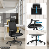 Poggiatesta, braccioli e altezza del sedile regolabili della sedia da ufficio professionale Profondo F di hjh OFFICE (immagine generata dall’IA)