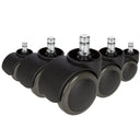 Cinque Rotelle per Sedia nere 5x ROLO FREE 11mm/50mm per pavimenti duri con perni metallici di hjh OFFICE