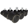 Cinque Rotelle per Sedia nere 5x ROLO FREE 11mm/50mm per pavimenti duri con perni metallici di hjh OFFICE