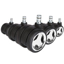 Cinque rotelle per sedia 5x ROLO GAME No-Noise 11mm/60mm in nero e cromo per pavimenti duri di hjh OFFICE