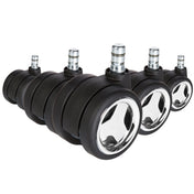 Cinque rotelle per sedia 5x ROLO GAME No-Noise 11mm/60mm in nero e cromo per pavimenti duri di hjh OFFICE