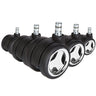 Cinque rotelle per sedia 5x ROLO GAME No-Noise 11mm/60mm in nero e cromo per pavimenti duri di hjh OFFICE