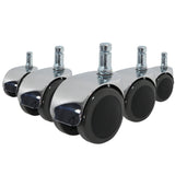 Cinque Rotelle per Sedia 5x ROLO LUX 10mm/50mm in nero e argento per pavimenti duri di hjh OFFICE