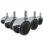 Cinque Rotelle per Sedia 5x ROLO LUX 10mm/50mm in nero e argento per pavimenti duri di hjh OFFICE