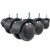 Cinque Rotelle per Sedia nere 5x ROLO M10/50mm per pavimenti duri con bulloni filettati argentati di hjh OFFICE