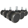 Cinque rotelle per sedia nere 5x ROLO No-Noise 11mm/65mm per pavimenti duri con perni argentati di hjh OFFICE