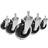 Cinque rotelle per sedia 5x ROLO SKATE CT 11mm/75mm in argento e trasparente per pavimenti duri di hjh OFFICE