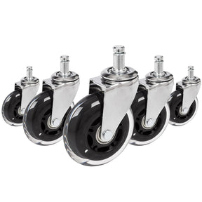 Cinque rotelle per sedia 5x ROLO SKATE CT 11mm/75mm in argento e trasparente per pavimenti duri di hjh OFFICE