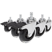 Rotelle per Sedia 5x ROLO SKATE CT 11mm/75mm in argento e trasparente con freno per pavimenti duri di hjh OFFICE
