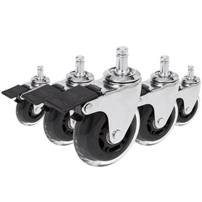 Rotelle per Sedia 5x ROLO SKATE CT 11mm/75mm in argento e trasparente con freno per pavimenti duri di hjh OFFICE