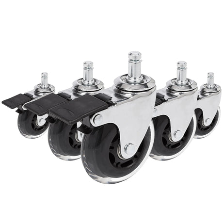 Rotelle per Sedia 5x ROLO SKATE CT 11mm/75mm in argento e trasparente con freno per pavimenti duri di hjh OFFICE