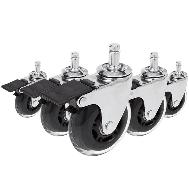 Rotelle per Sedia 5x ROLO SKATE CT 11mm/75mm in argento e trasparente con freno per pavimenti duri di hjh OFFICE