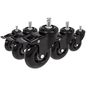 Cinque rotelle per sedia nere 5x ROLO SKATE S 11mm/75mm con freni per pavimenti duri di hjh OFFICE