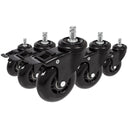 Cinque rotelle per sedia nere 5x ROLO SKATE S 11mm/75mm con freni per pavimenti duri di hjh OFFICE