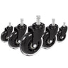 Cinque Rotelle per Sedia 5x ROLO SKATE ST 11mm/75mm in nero e trasparente per pavimenti duri di hjh OFFICE