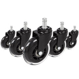 Cinque Rotelle per Sedia 5x ROLO SKATE ST 11mm/75mm in nero e trasparente per pavimenti duri di hjh OFFICE
