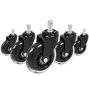Cinque Rotelle per Sedia 5x ROLO SKATE ST 11mm/75mm in nero e trasparente per pavimenti duri di hjh OFFICE