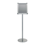 Cavalletto promozionale argentato AGENDA I con cornice quadrata e base rotonda di hjh OFFICE – vista a 360° (vista frontale 0°)