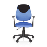 Sedia girevole per bambini KIDDY STYLE blu con schienale in rete, braccioli e base a cinque ruote di hjh OFFICE – vista a 360° (vista frontale 0°)