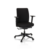 Sedia da ufficio professionale SENATOR nera con braccioli e una base a cinque ruote di hjh OFFICE – vista a 360° (vista frontale 20°)