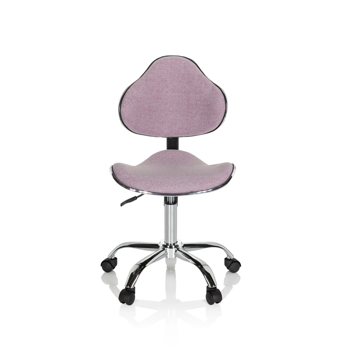 Sedia girevole per bambini KIDDY GTI-3 rosa con base lucida e cinque rotelle di hjh OFFICE – vista a 360° (vista frontale 0°)
