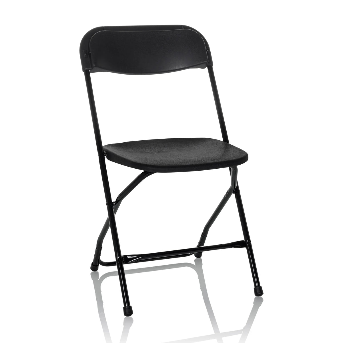 Sedia da esterno nera TUDELA XXL B con semplice schienale e struttura in metallo di hjh OFFICE – vista a 360° (vista frontale 15°)
