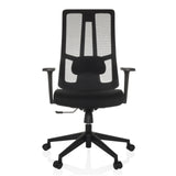 Sedia da ufficio professionale TRAMORE BASE nera con schienale in rete e base a cinque ruote di hjh OFFICE – vista a 360° (vista frontale 0°)