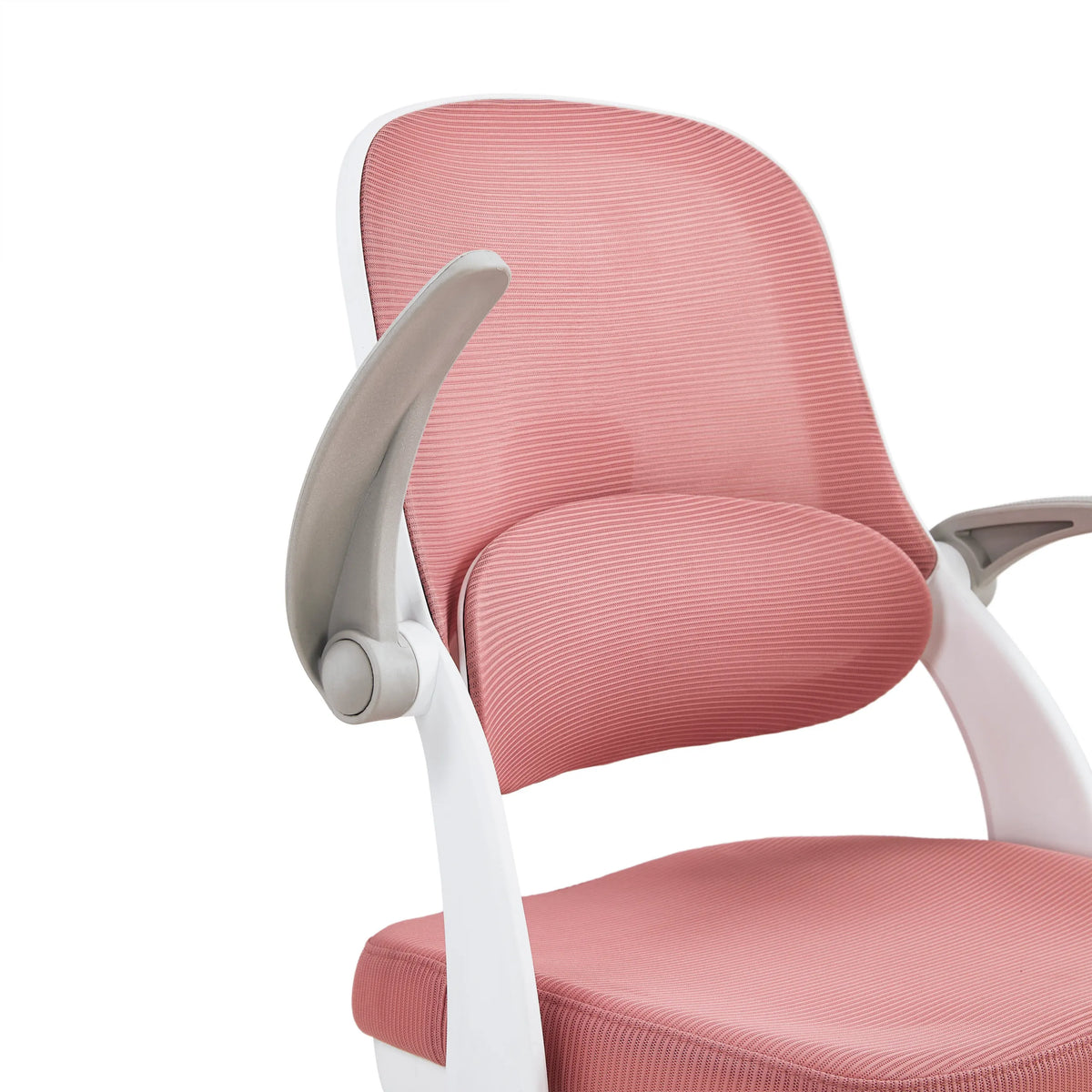Rivestimento in tessuto rosa strutturato e bracciolo grigio della sedia girevole per bambini Kiddy Smart Step di hjh OFFICE