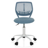 Sedia girevole per bambini KID QW blu con schienale traforato e base bianca a cinque ruote di hjh OFFICE – vista a 360° (vista frontale 0°)