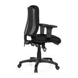Sedia da ufficio professionale ZENIT BASE nera con braccioli e base a cinque ruote di hjh OFFICE – vista a 360° (profilo laterale 100°)