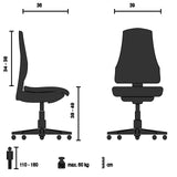 Disegno tecnico della Sedia girevole per bambini KID CLASSIC con un'altezza del sedile di 38-49 cm di hjh OFFICE