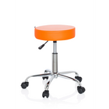 Sgabello girevole arancione OPERATOR II con pistone a gas e base a cinque ruote di hjh OFFICE – vista a 360° (vista frontale 20°)