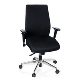 Sedia da ufficio professionale PRO-TEC 250 nera con braccioli e base a cinque ruote di hjh OFFICE – vista a 360° (vista frontale 20°)