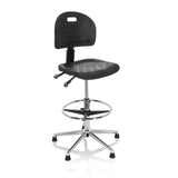 Sedia da banco nera TOP WORK 23 I con schienale, poggiapiedi e base a quattro razze di hjh OFFICE