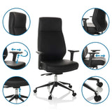 Poltrona professionale VITORO ECO in nero con braccioli regolabili e pistone a gas di hjh OFFICE