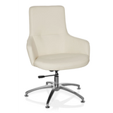 Poltrona Lounge SHAKE 300 color bianco crema con base a stella lucida e cinque rotelle di hjh OFFICE – vista a 360° (vista frontale 20°)