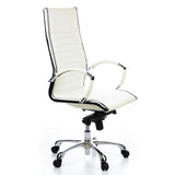 Poltrona professionale PARMA 20 bianco crema con cuciture a croce e base a cinque ruote di hjh OFFICE – vista a 360° (vista frontale a tre quarti 60°)