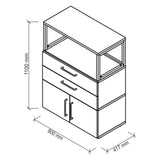 Disegno tecnico della cassettiera mobile FlexWall 800 × 417 mm di hjh OFFICE PRO