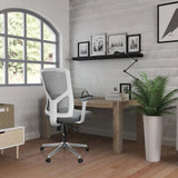 Sedia Home Office BRETON BASE W grigia con struttura bianca e schienale in rete di hjh OFFICE