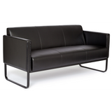 Schwarzes Loungesofa BALI BLACK als Drei-Sitzer mit Armlehnen und Metallgestell von hjh OFFICE – 360-Grad-Ansicht (Rückenansicht 180°)