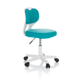 Sedia girevole per bambini KIDDY TOP W blu con struttura bianca e base a cinque ruote di hjh OFFICE – vista a 360° (vista frontale a tre quarti 60°)
